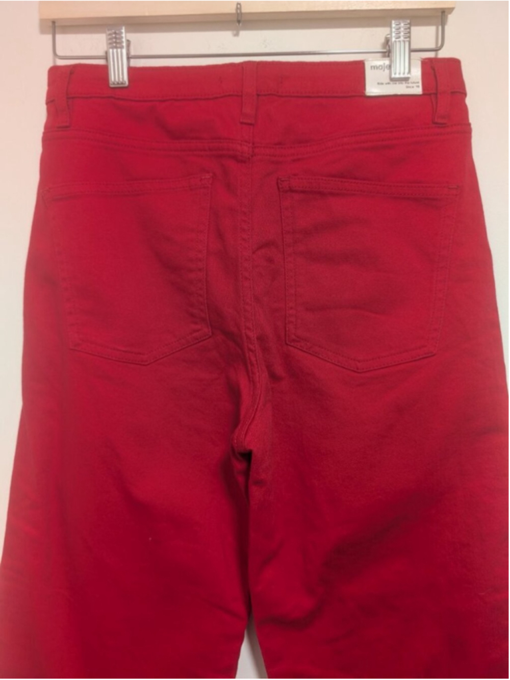 Maje | Pamier Rouge High Rise Wide Leg Jeans In Red - Picture 7 of 12
